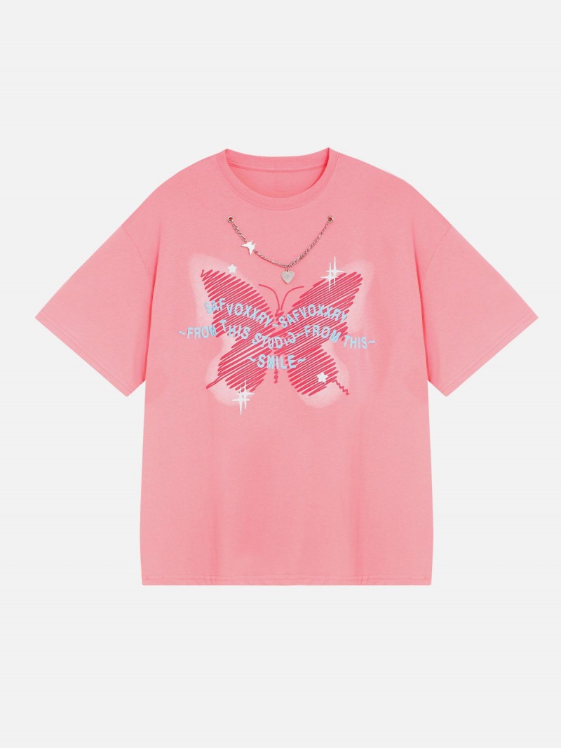 T Shirts Aelfric Eden Doodle Butterfly Print Tee Noir | DZA-38803028